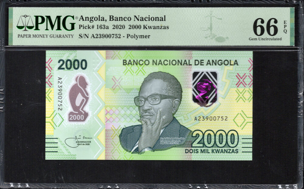 Angola -  2000 Kwanzas 2020 - Pick # 163a - PMG 66 EPQ