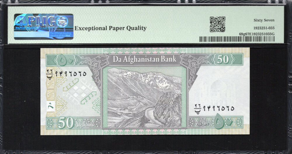 Afghanistan -  50 Afghanis 2019 - Pick # 69g - PMG 67 EPQ
