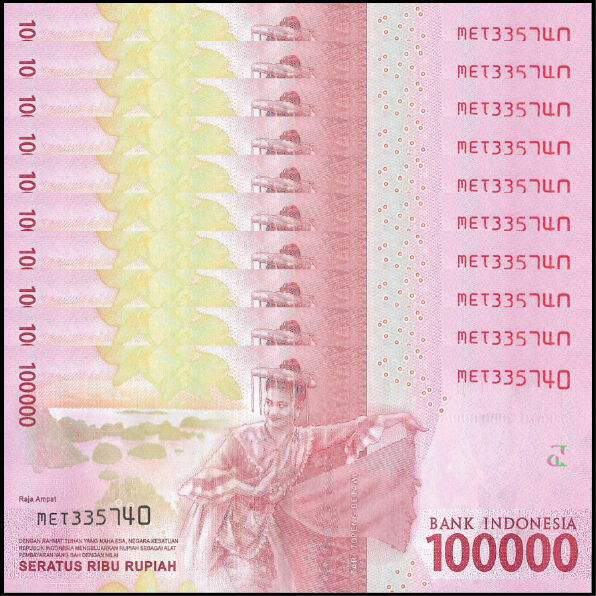 Indonesia - 100.000 Rupiah 2018 - Pick # 160c - Set 10 PCS