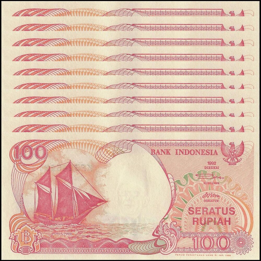 Indonesia - 100 Rupiah 1999 - Pick- 127g / B585g - Set 10 PCS