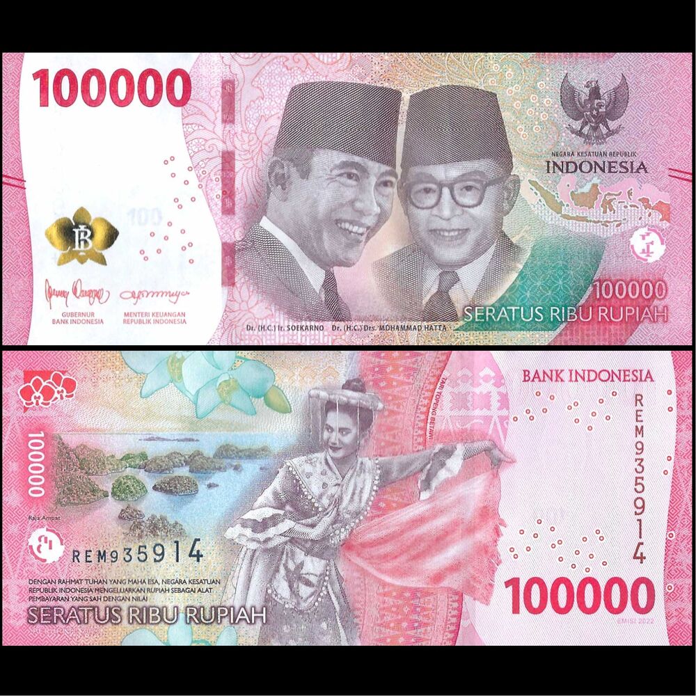 Indonesia -  100.000 Rupiah 2023 - Pick # 168b - Set 10 PCS