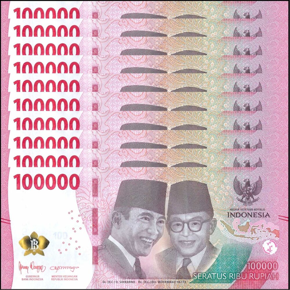 Indonesia -  100.000 Rupiah 2023 - Pick # 168b - Set 10 PCS