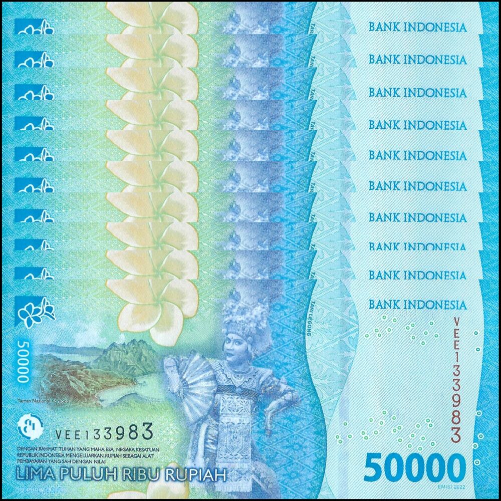 Indonesia -  50.000 Rupiah 2024 - Pick # 167c - Set 10 PCS