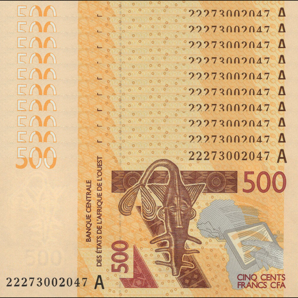 West African States -  Ivory Coast - 500 Francs 2022 - Pick # 119Ak - Set 10 PCS