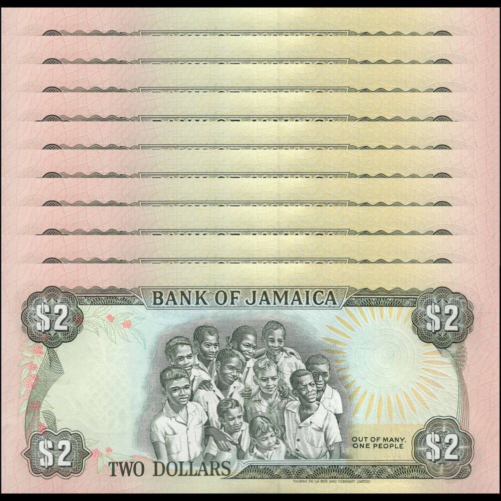 Jamaica -  2 Dollars 1993 - Pick # 69e - Set 10 PCS