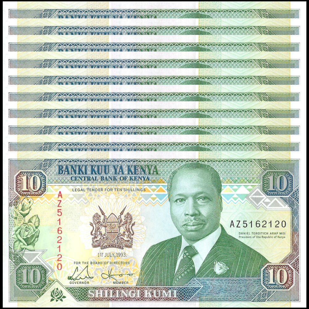 Kenya - 10 Shillings 1993 - Pick # 24e - Set 10 PCS