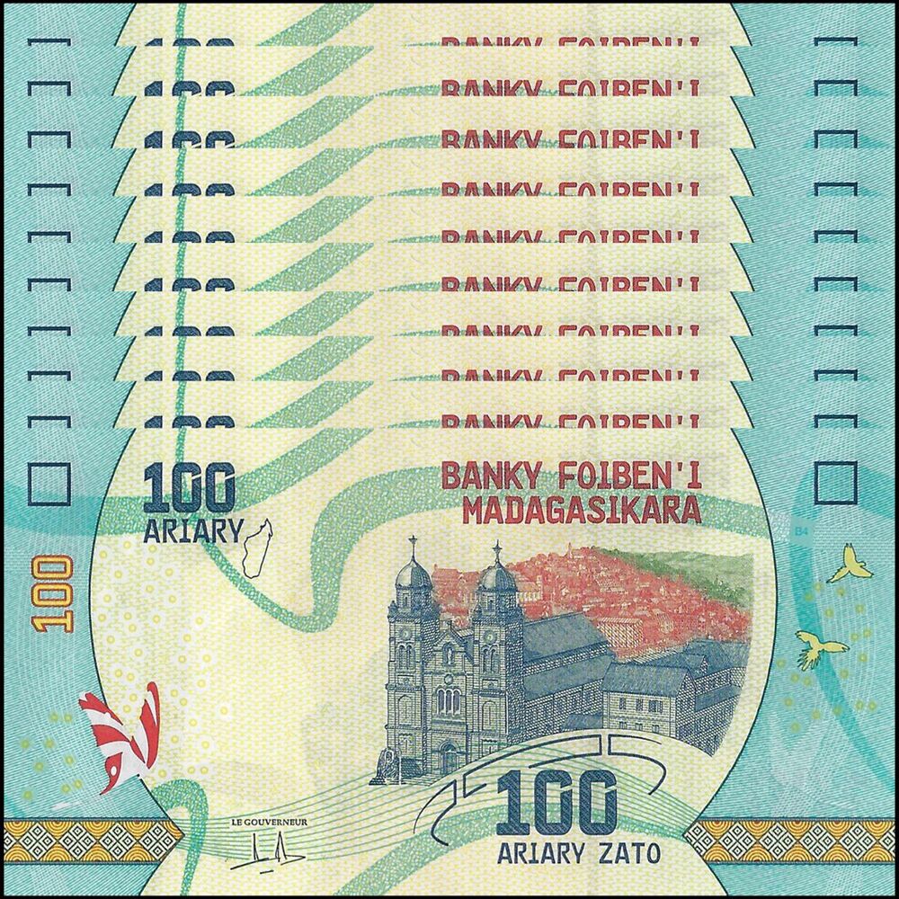 Madagascar - 100 Ariary 2022 - Pick- 97b / B332b - Set 10 PCS