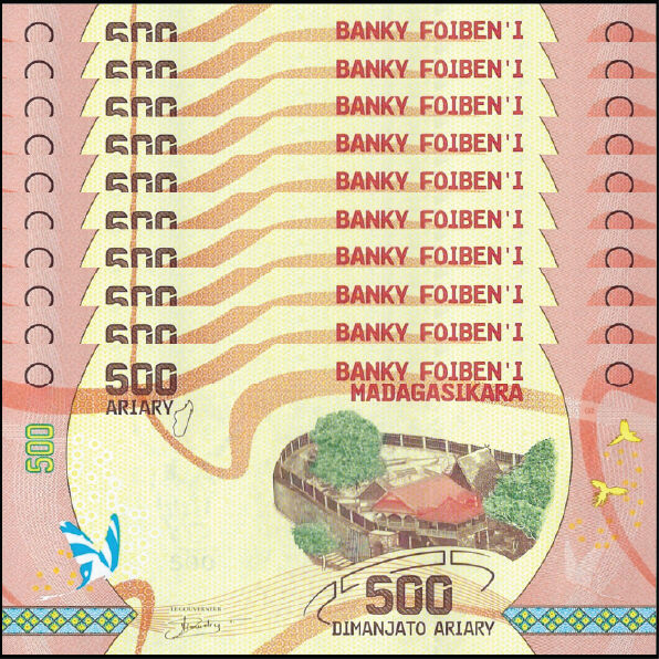 Madagascar - 500 Ariary 2024 - Pick # 99c - Set 10 PCS
