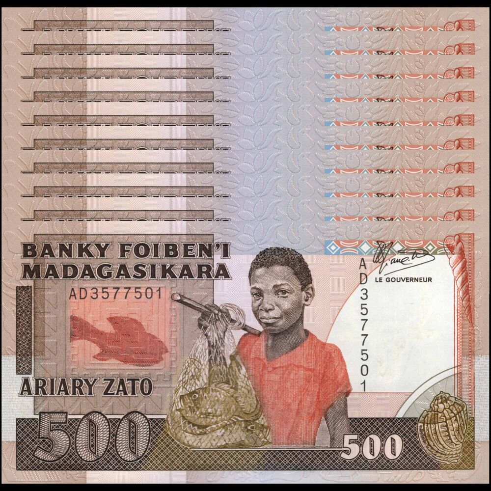 Madagascar -  500 Francs 1988 - Pick # 71a - Set 10 PCS
