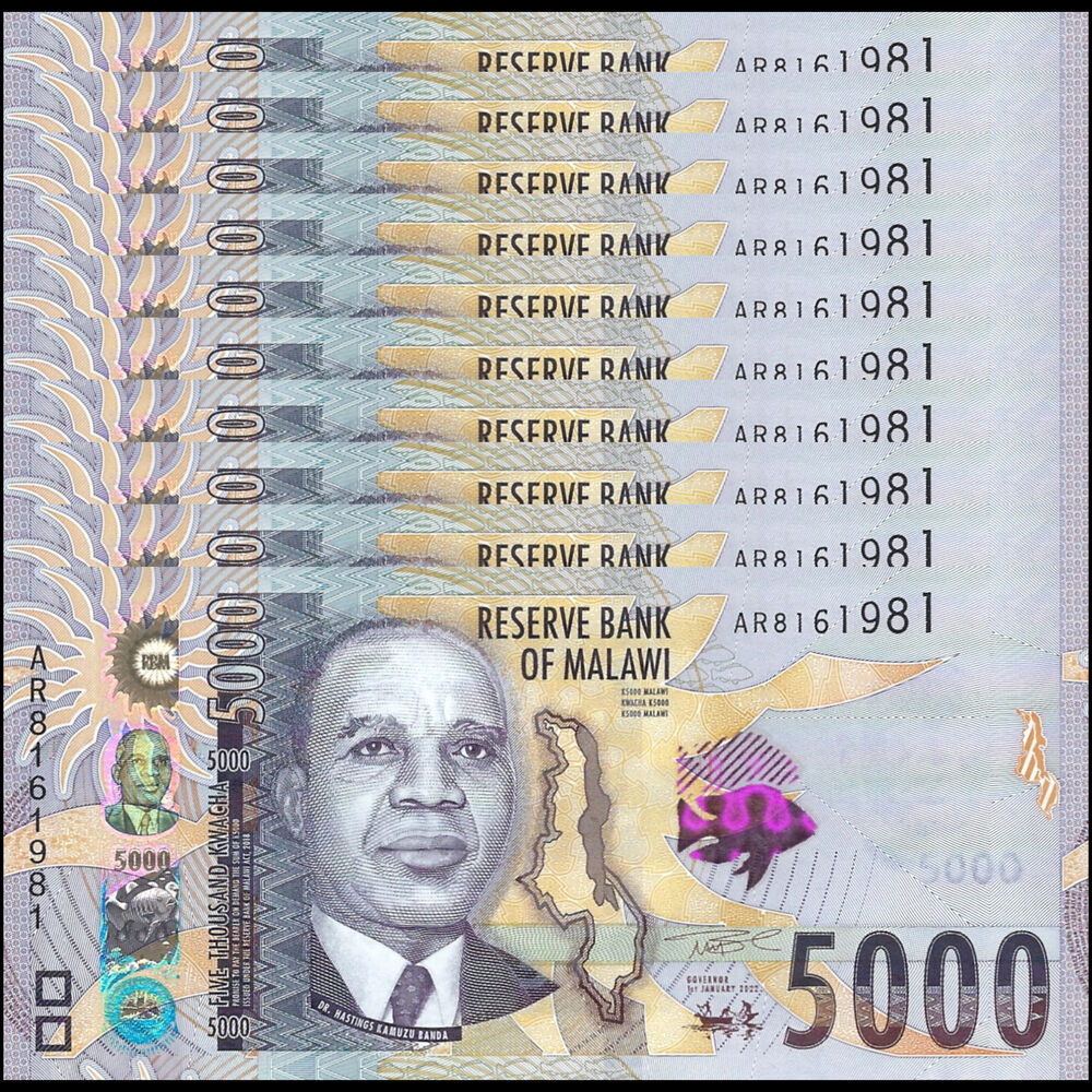 Malawi - 5000 Kwacha 2022 - Pick # 71b - Set 10 PCS