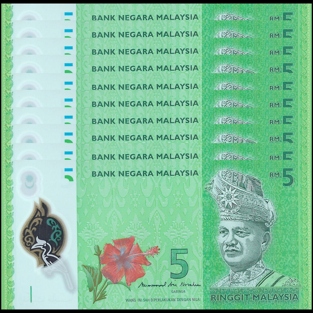 Malaysia -  5 Ringgit 2017 - Pick # 52b - Set 10 PCS