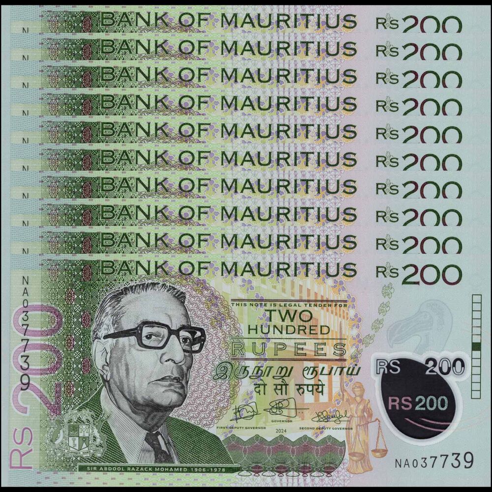 Mauritius -  200 Rupees 2024 - Pick # 65Ba - Set 10 PCS