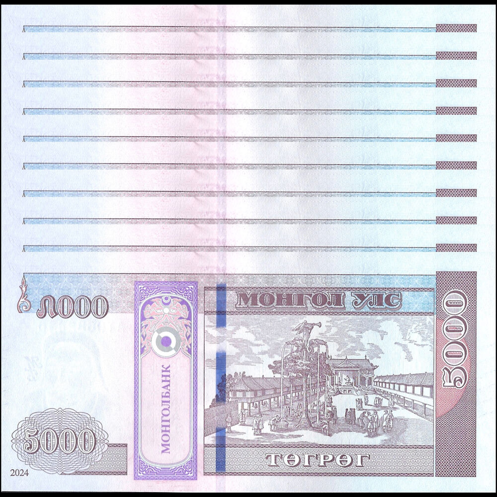 Mongolia - 5000 Tugrik 2024 - Pick # NEW - Set 10 PCS
