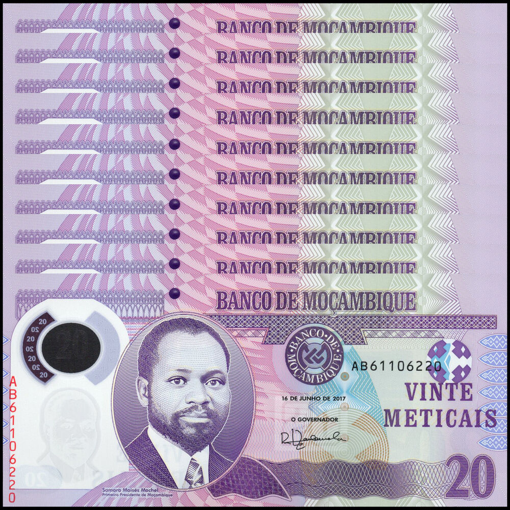 Mozambique -  20 Meticais 2017 - Pick # 149b - Set 10 PCS