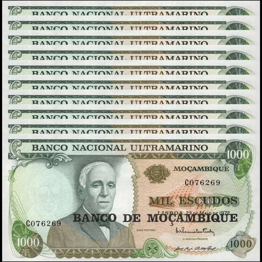 Mozambique -  1000 Escudos 1972 - Pick # 119 - Set 10 PCS
