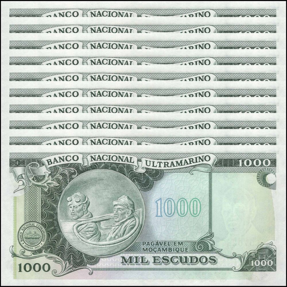 Mozambique -  1000 Escudos 1972 - Pick # 119 - Set 10 PCS