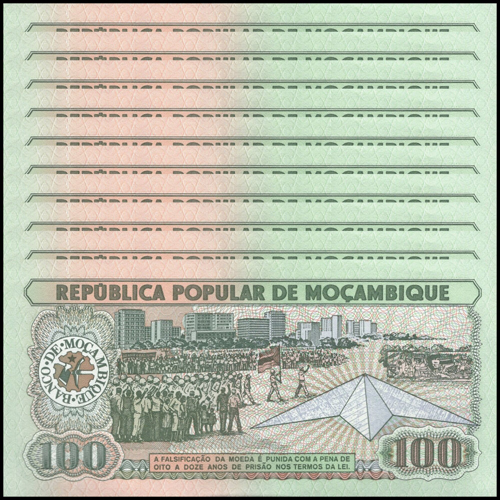 Mozambique -  100 Meticais 1989 - Pick # 130c - Set 10 PCS