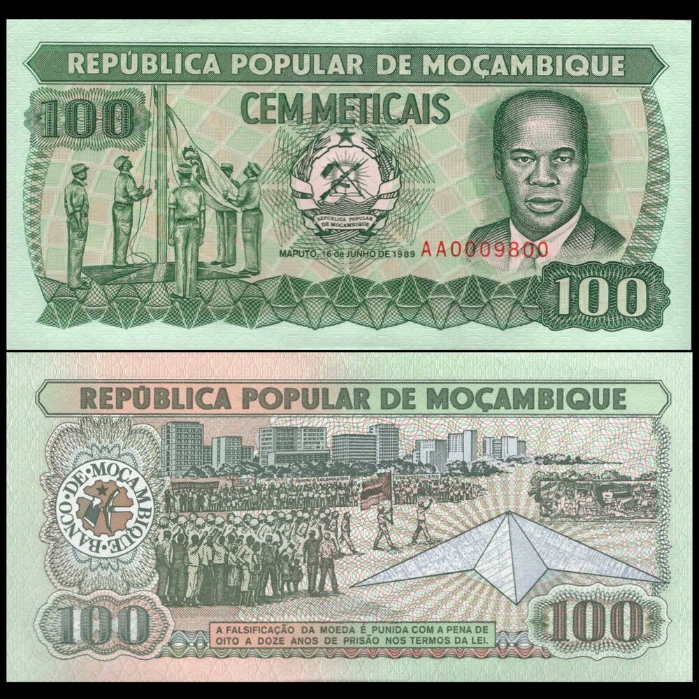 Mozambique -  100 Meticais 1989 - Pick # 130c - Set 10 PCS