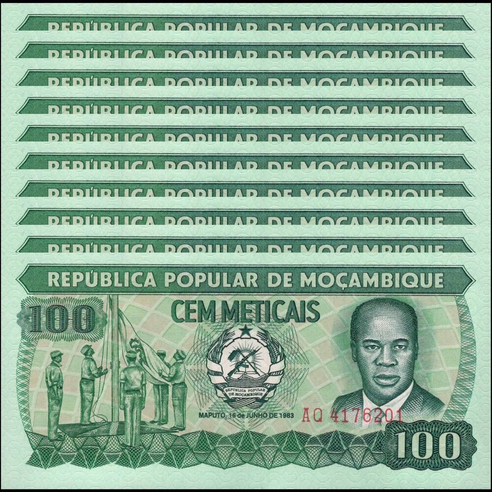 Mozambique -  100 Meticais 1983 - Pick # 130a - Set 10 PCS