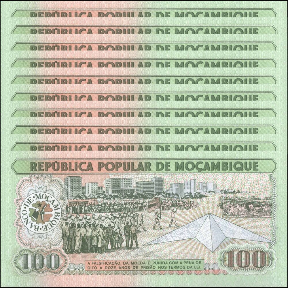 Mozambique -  100 Meticais 1983 - Pick # 130a - Set 10 PCS