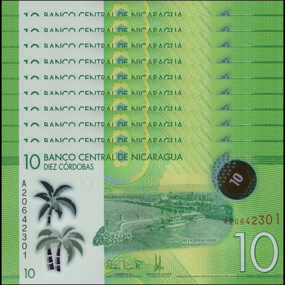 Nicaragua -  10 Cordobas 2014 - Pick # 209a - Set 10 PCS