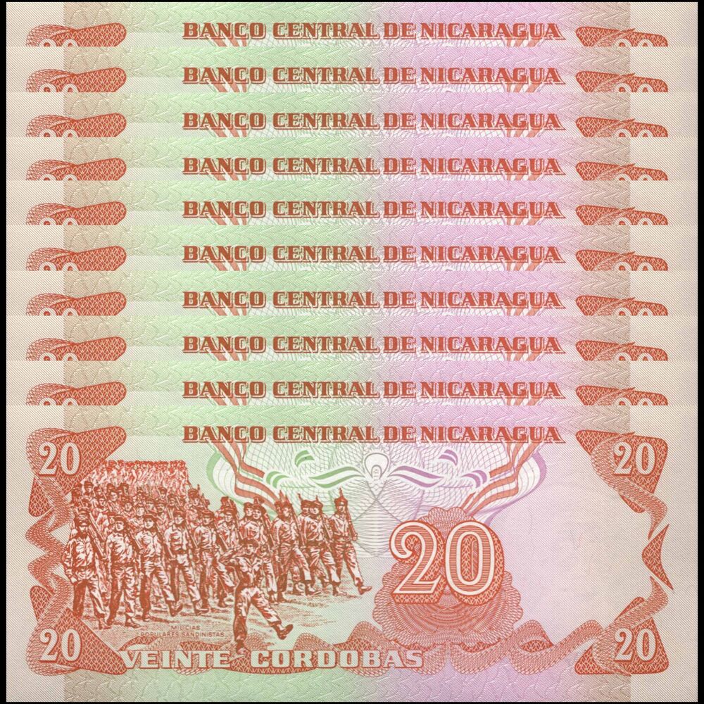 Nicaragua -  20 Cordobas 1979 - Pick # 135 - Set 10 PCS