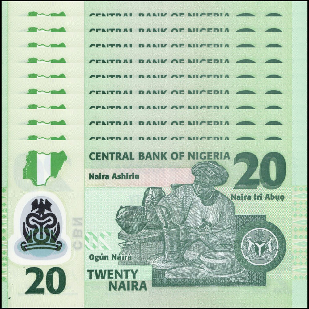 Nigeria -  20 Naira 2025 - Pick # 34u - Set 10 PCS