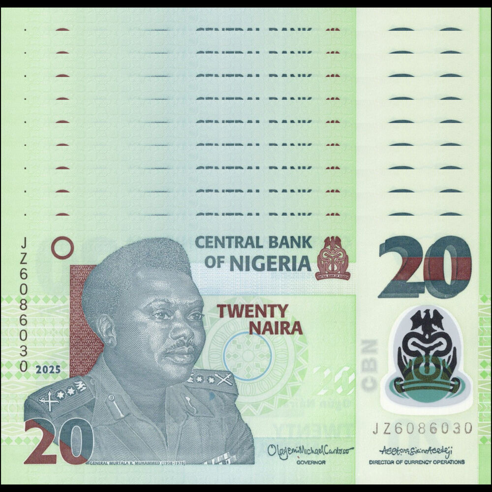 Nigeria -  20 Naira 2025 - Pick # 34u - Set 10 PCS