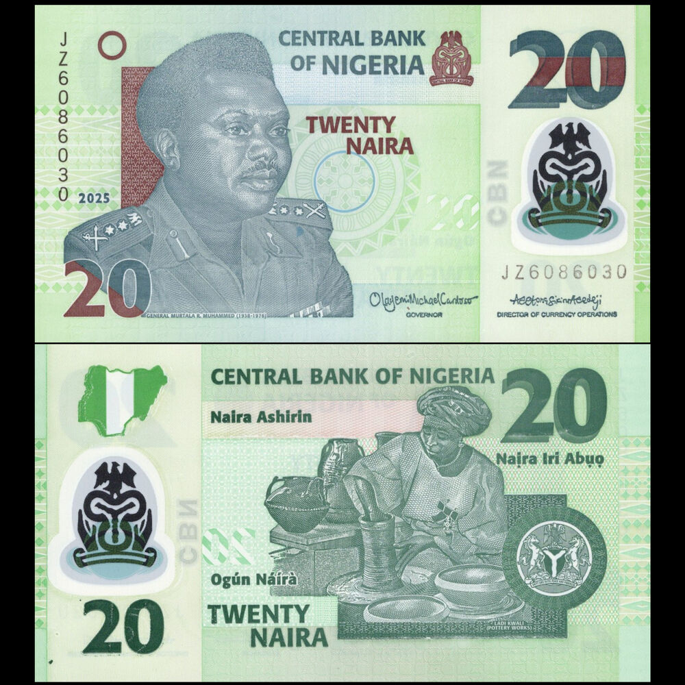 Nigeria -  20 Naira 2025 - Pick # 34u - Set 10 PCS