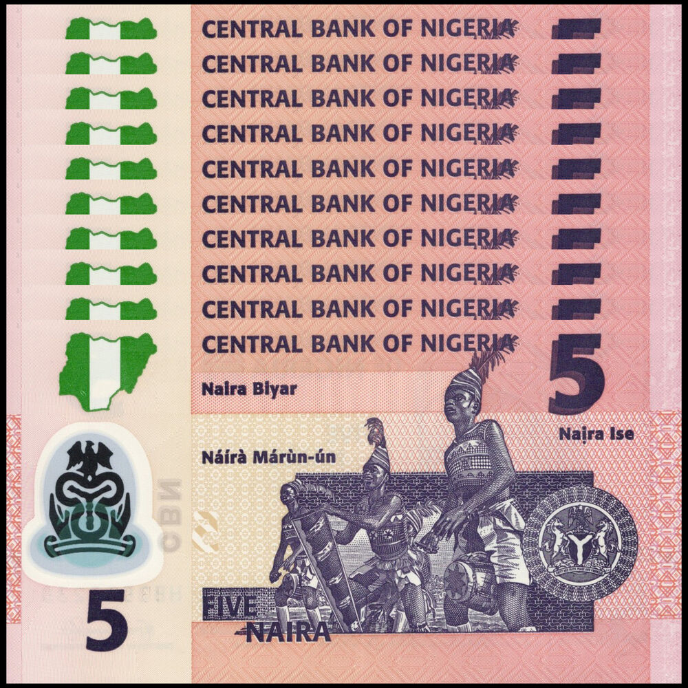 Nigeria -  5 Naira 2025 - Pick # 38p - Set 10 PCS