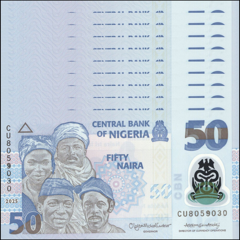 Nigeria -  50 Naira 2025 - Pick # 40o - Set 10 PCS