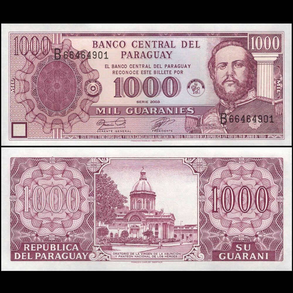 Paraguay -  1000 Guaranies 2003 - Pick # 214c - Set 10 PCS