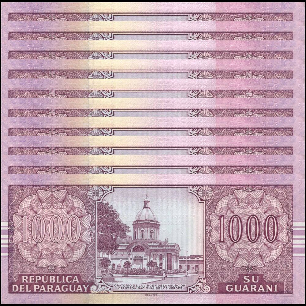 Paraguay -  1000 Guaranies 2005 - Pick # 222b - Set 10 PCS