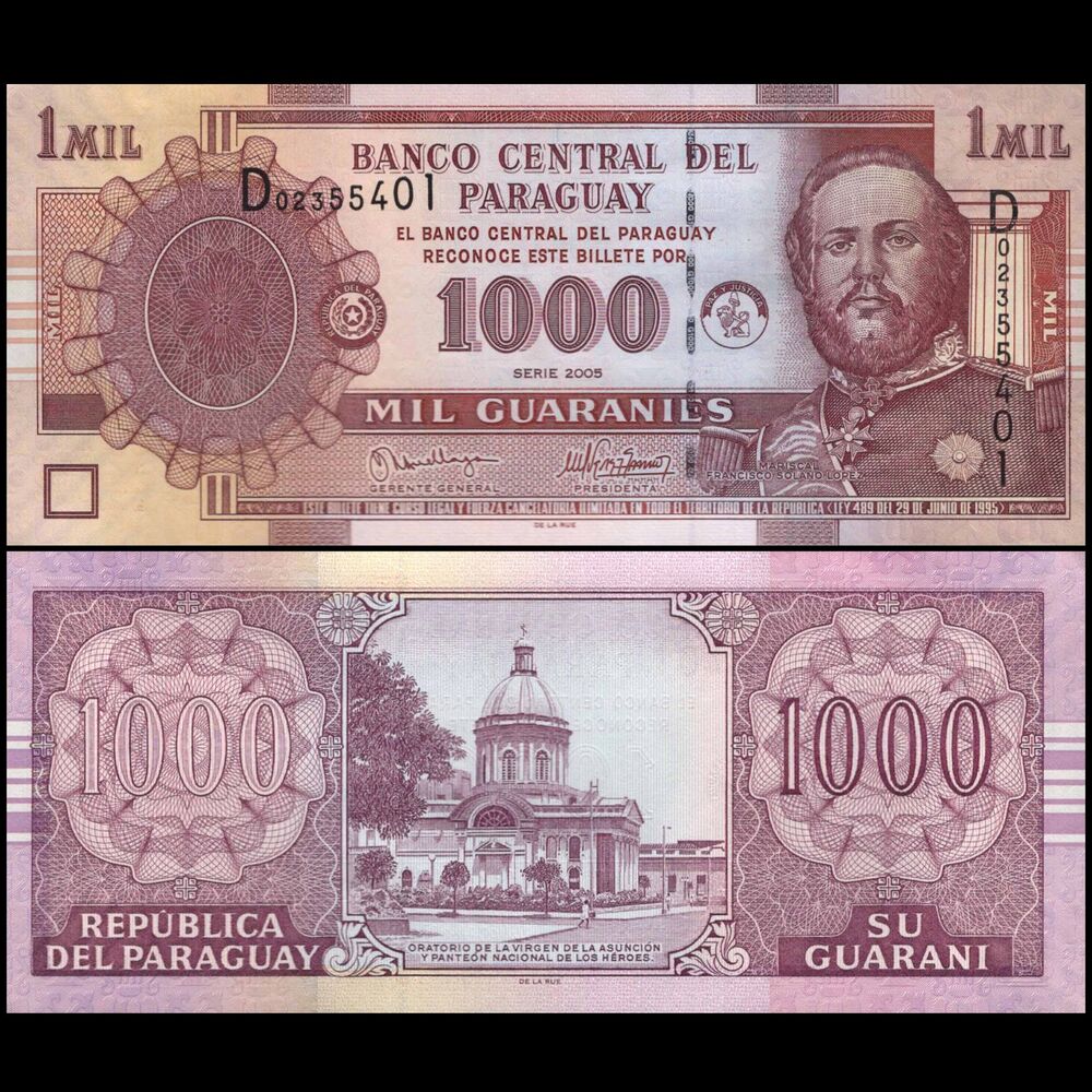 Paraguay -  1000 Guaranies 2005 - Pick # 222b - Set 10 PCS