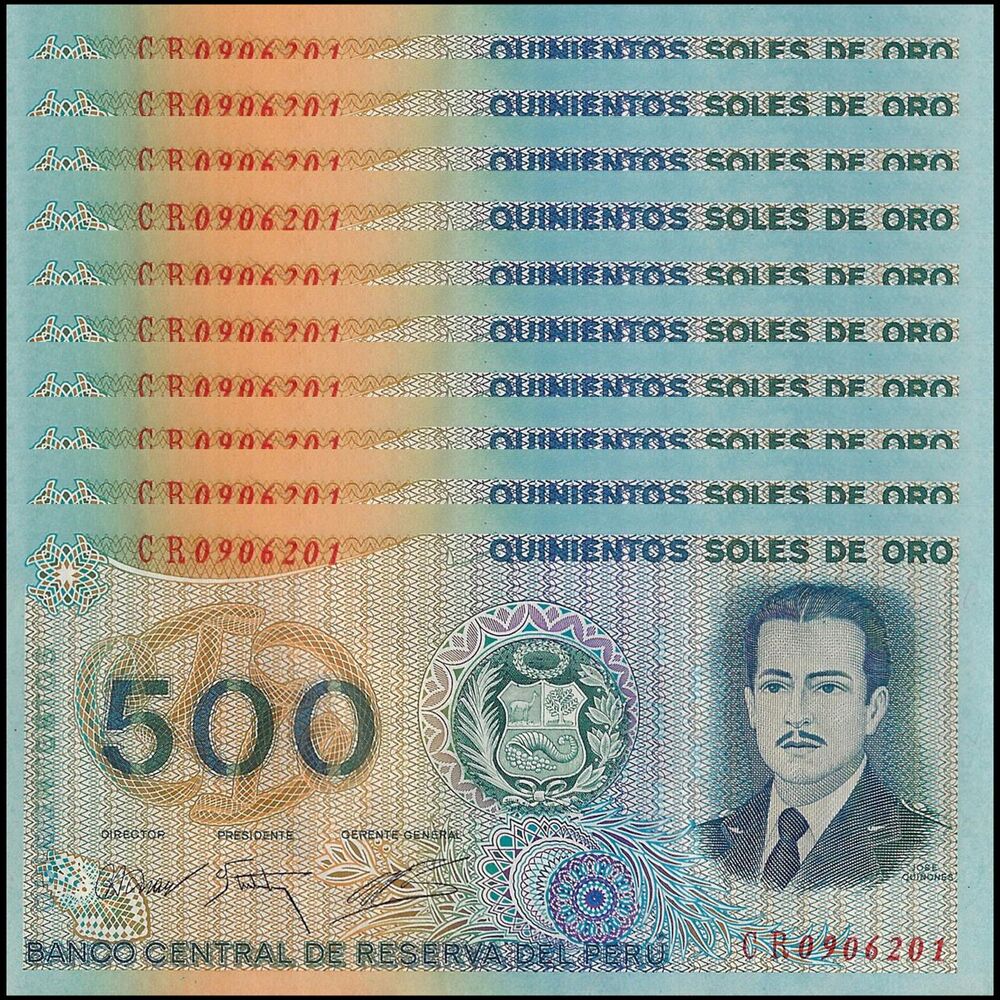 Peru - 500 Soles de Oro 1976 - Pick- 115 / B442 - Set 10 PCS