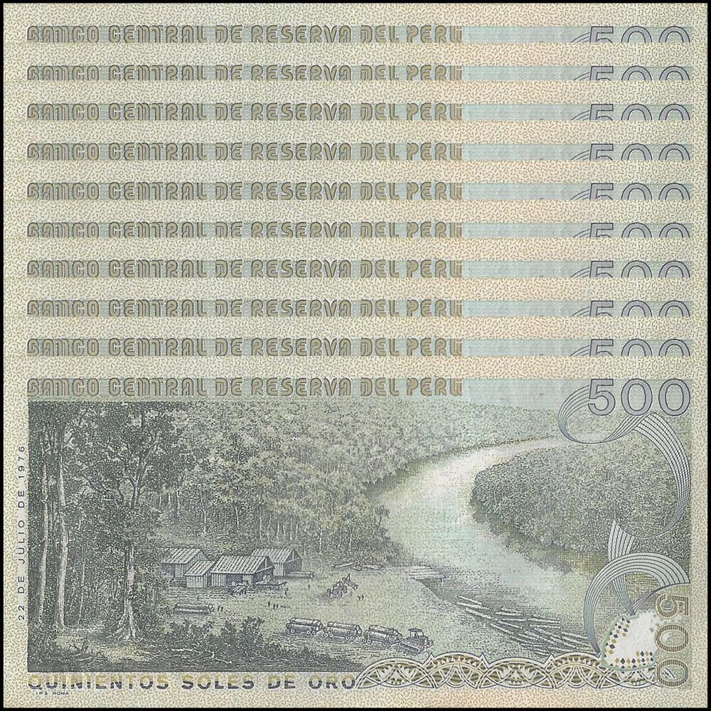 Peru - 500 Soles de Oro 1976 - Pick- 115 / B442 - Set 10 PCS