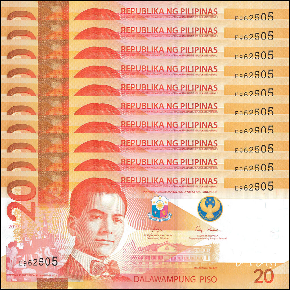 Philippines - 20 Piso 2023 - Pick- 231a / B1096b - Set 10 PCS