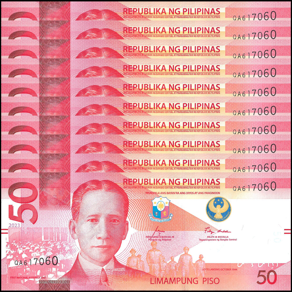 Philippines - 50 Piso 2023 - Pick- 231Aa / B1097b - Set 10 PCS