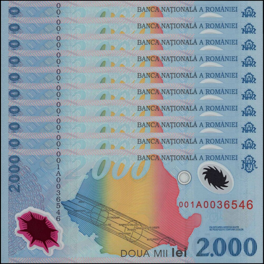 Romania -  2000 Lei 1999 - Pick # 111b - Set 10 PCS