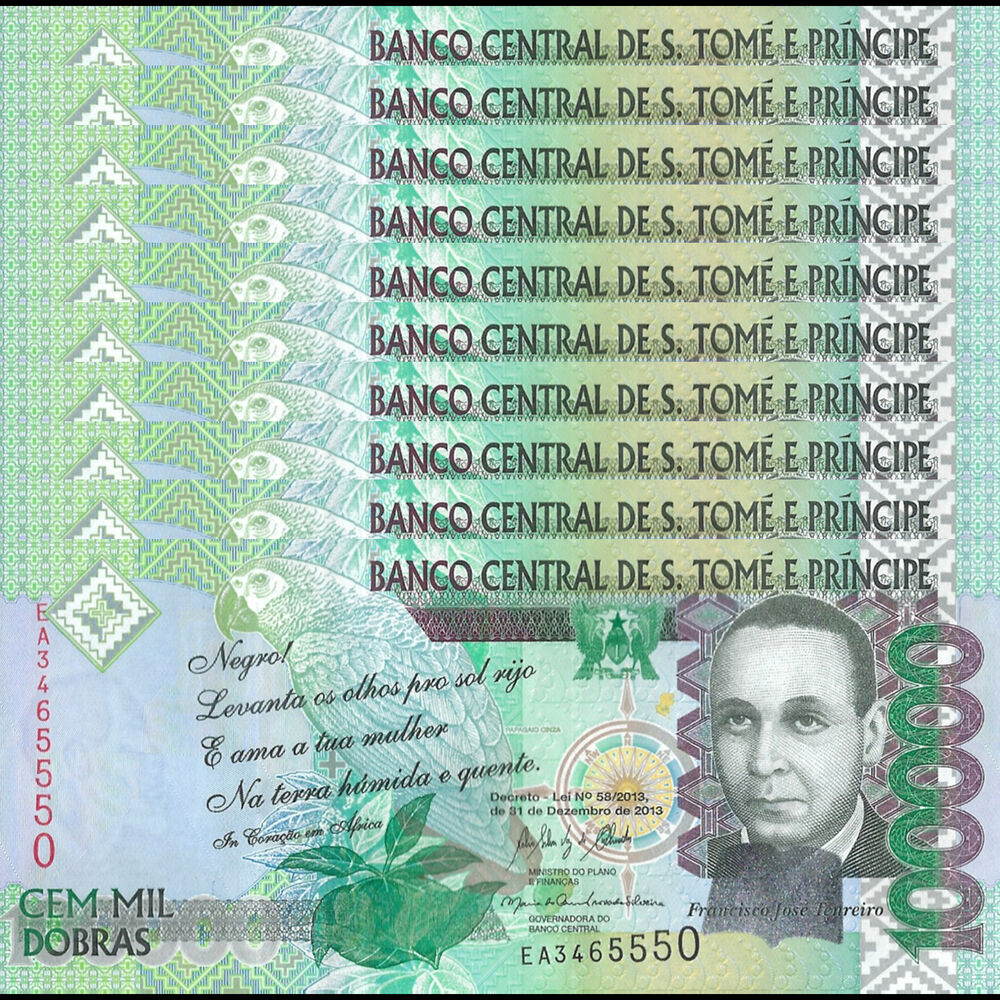 Sao Tome and Principe -  100.000 Dobras 2013 - Pick # 69c - Set 10 PCS