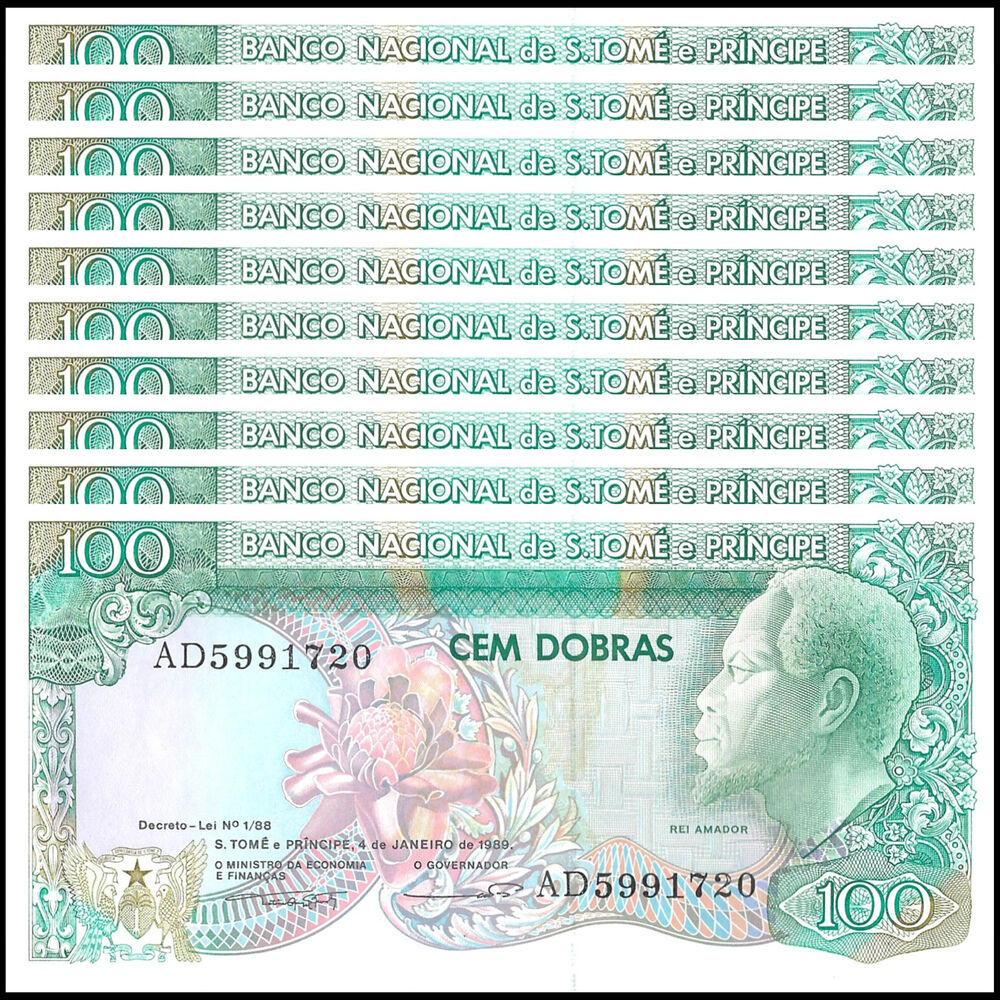 Saint Thomas & Prince - 100 Dobras 1989 - Pick # 60  - Set 10 PCS