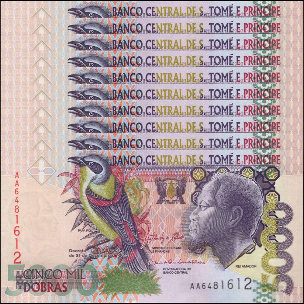 Sao Tome and Principe -  5000 Dobras 2013 - Pick # 65d - Set 10 PCS