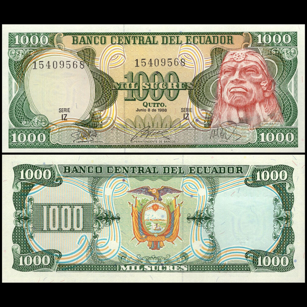 Ecuador -  1000 Sucres 1988 - Pick # 125b - Set 10 PCS