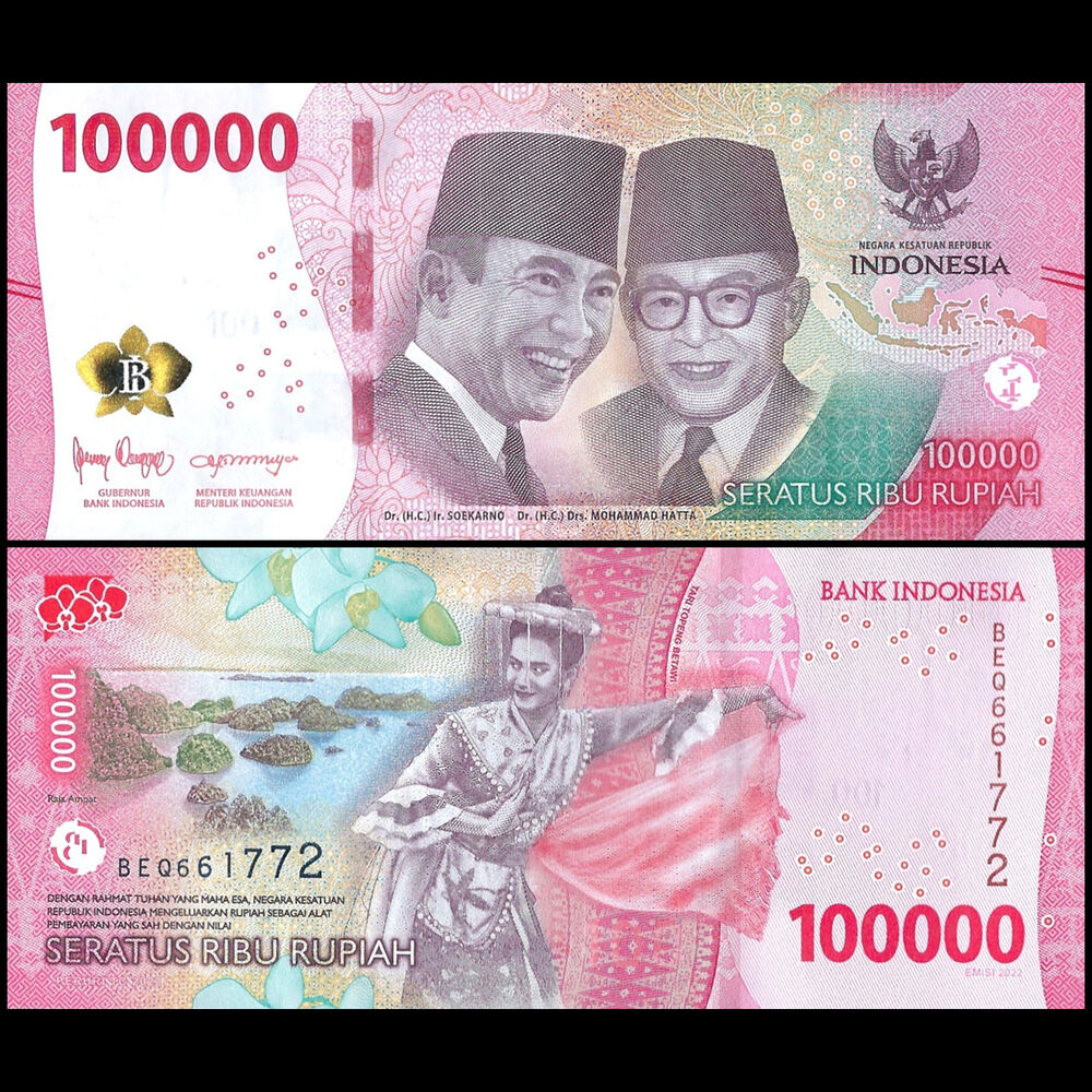 Indonesia -  100.000 Rupiah 2022 - Pick # 168a - Set 10 PCS