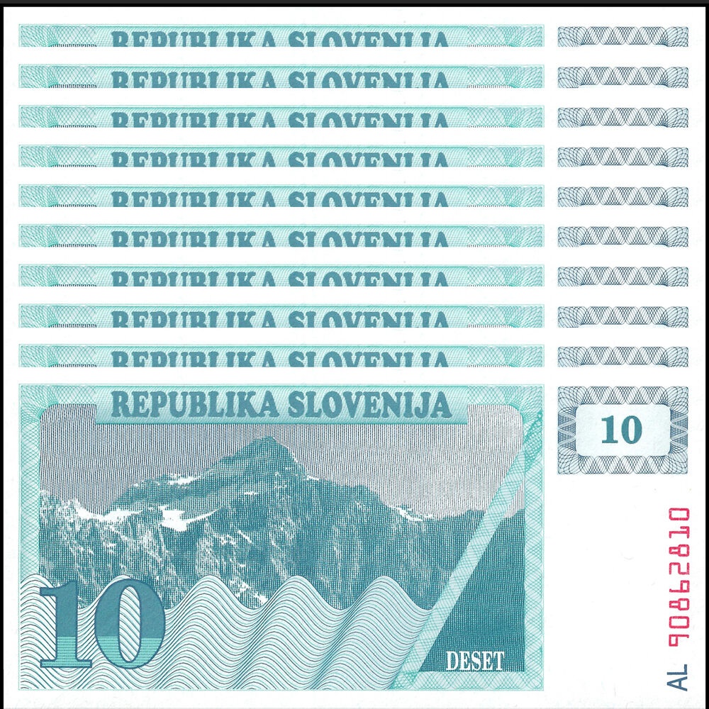 Slovenia - 10 Tolarjev 1990 - Pick- 4 - Set 10 PCS
