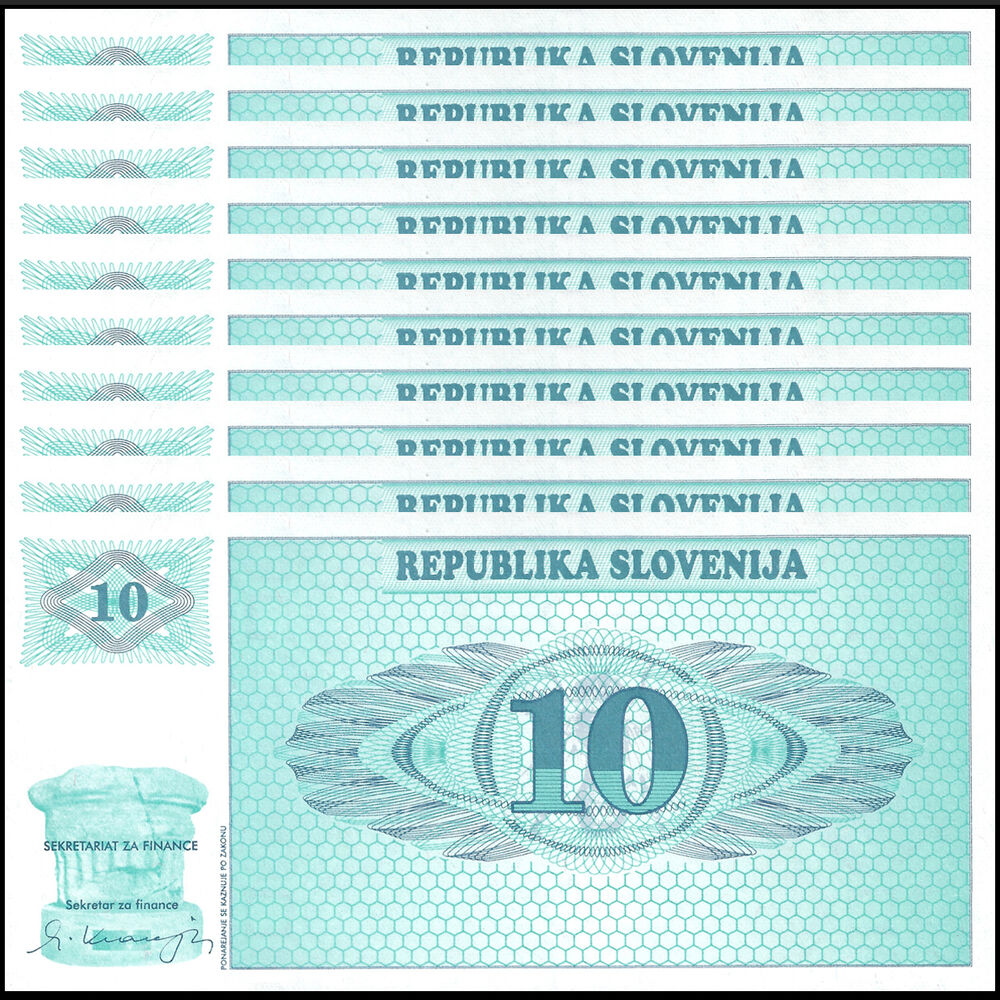 Slovenia - 10 Tolarjev 1990 - Pick- 4 - Set 10 PCS