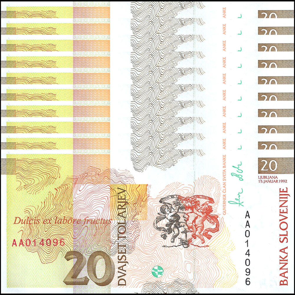 Slovenia - 20 Tolarjev 1992 - Pick- 12a - Set 10 PCS