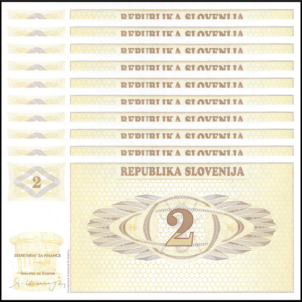 Slovenia - 2 Tolarja 1990 - Pick- 2 - Set 10 PCS