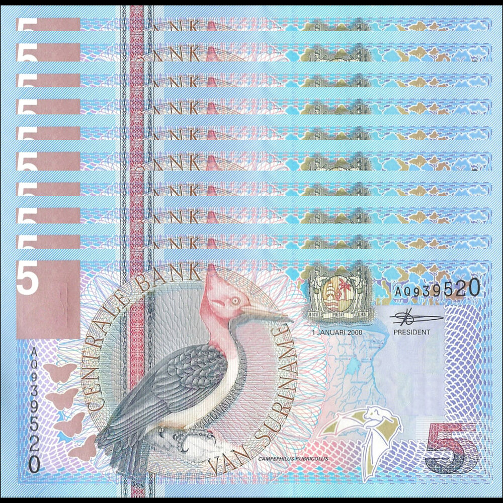 Suriname -  5 Gulden 2000 - Pick # 146 - Set 10 PCS