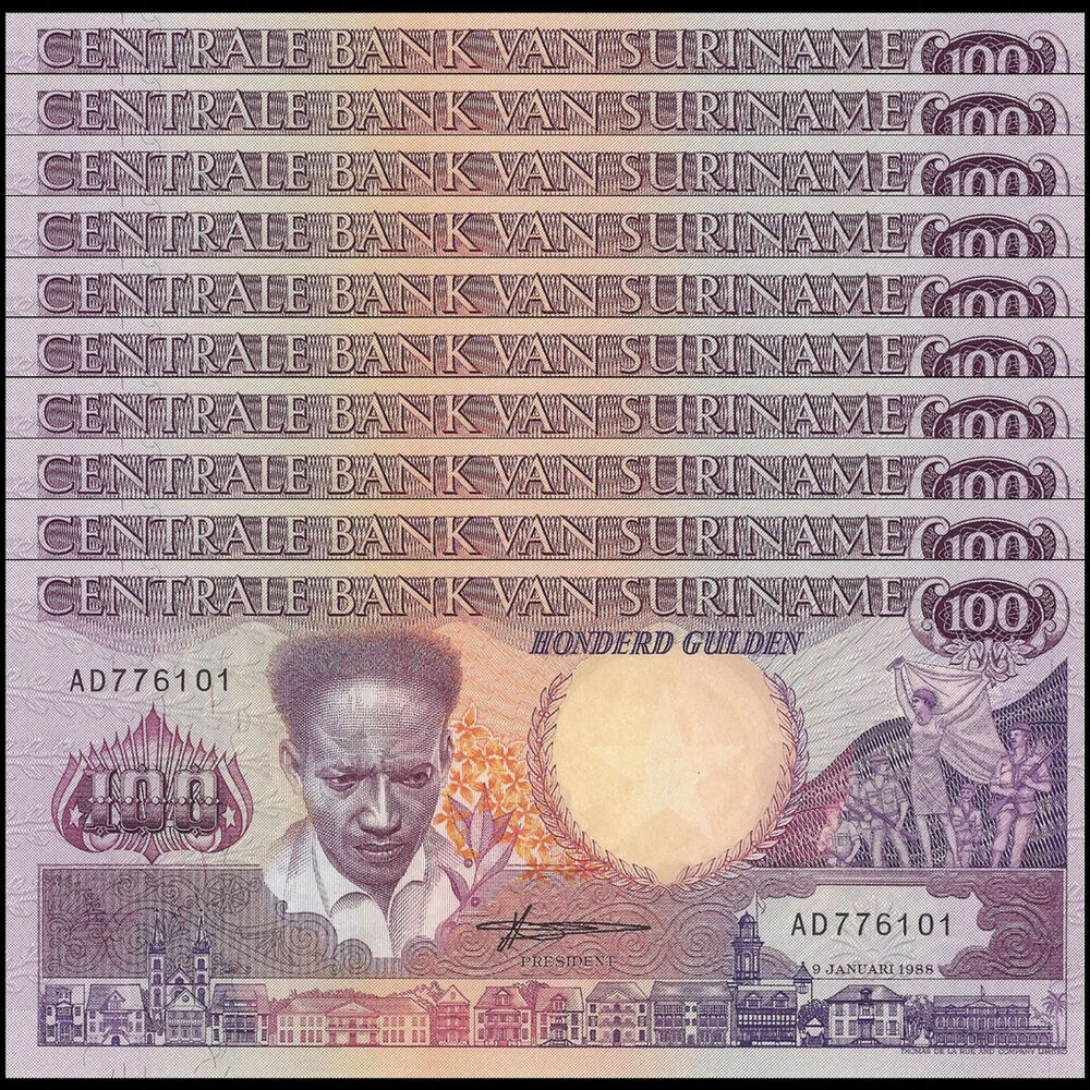 Suriname - 100 Gulden 1988 - Pick- 133b / B519b - Set 10 PCS